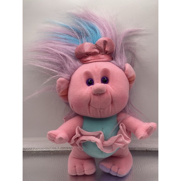 1989 Playskool Hobnobbins Cousin Flashy Doll Troll Purple Face Wild Hair‎ Bag 1 - Picture 1 of 5